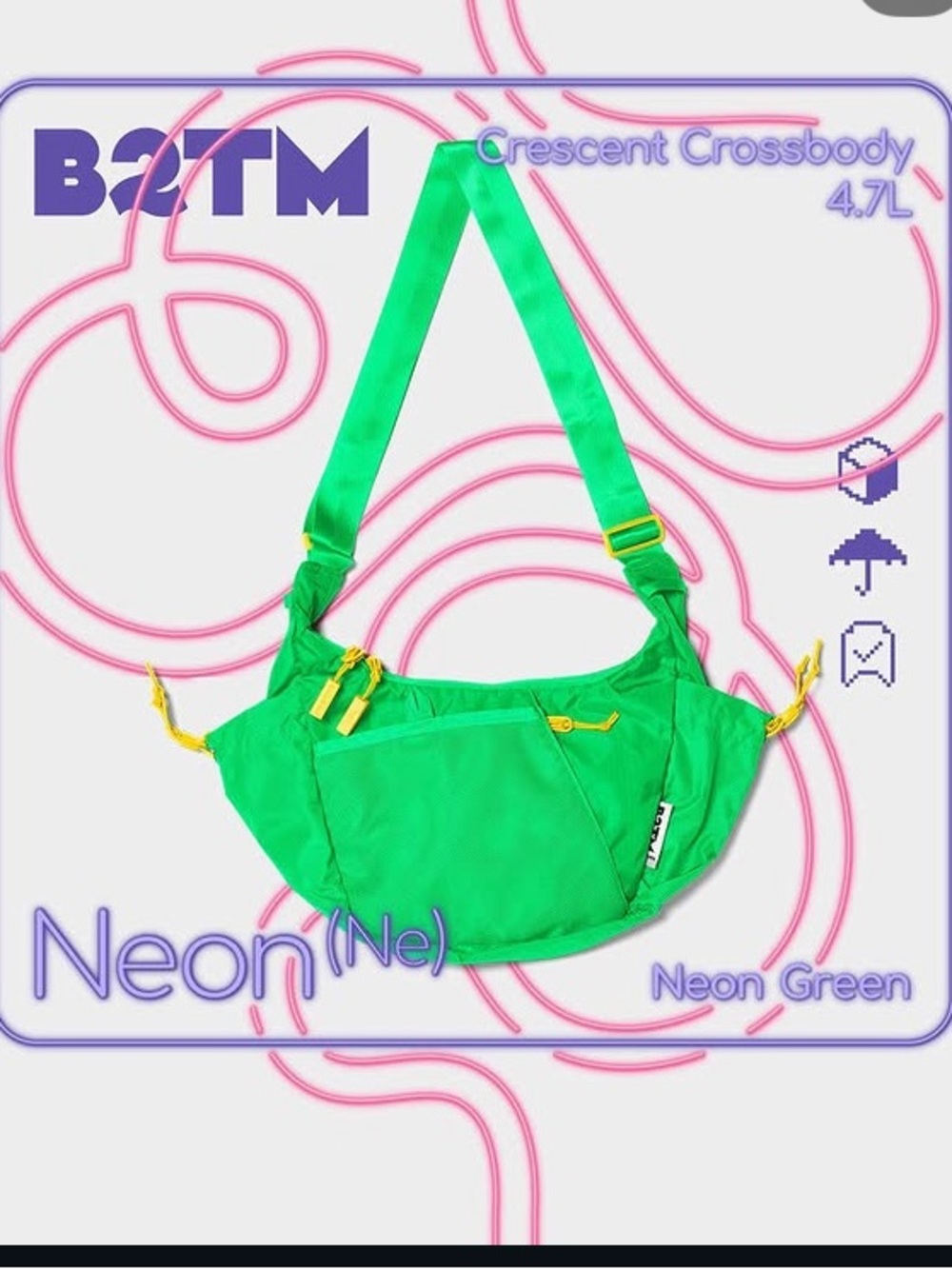 RARE Baboon to the Moon x Sofi Tukker Collab Tuck Green Crescent Crossbody Bag